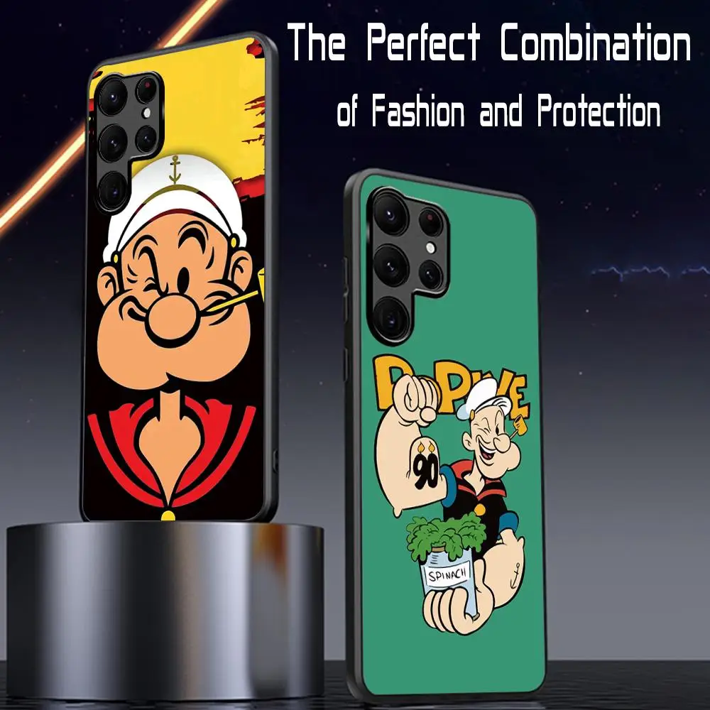 Classic Pope-ye pattern ins Phone Case For Samsung Galaxy S25 S24 S23 S22 S21 S20 Plus Ultra Note20 Soft Black