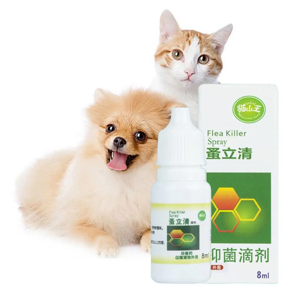 8ML Flea Spray Safe Ingredients Itch Relief Remove Ticks Fleas Universal Pet Dog Anti-flea Mites Ticks Drops Indoor