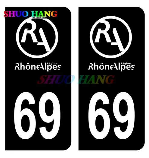 Sticker License Plate No. 38 Is è Re 42 Loire Noir 01 Ain Noir 74 Haute Savoie Noir Black C&F Europe Vinyl Car Accessories PVC