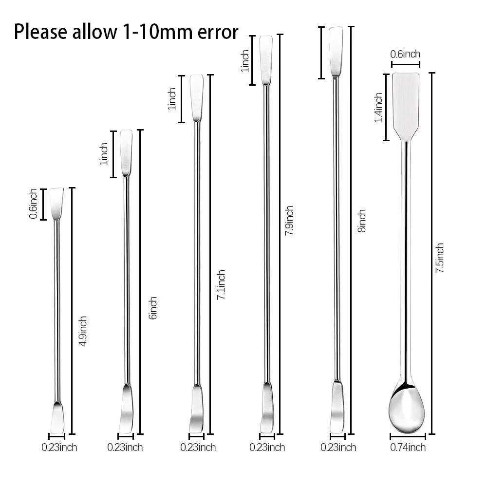 12pcs Stainless Steel Lab Spoon Spatula Set For Laboratory Sampling Spoon Mixing Micro Spatula Scoop Laboratory Equipment