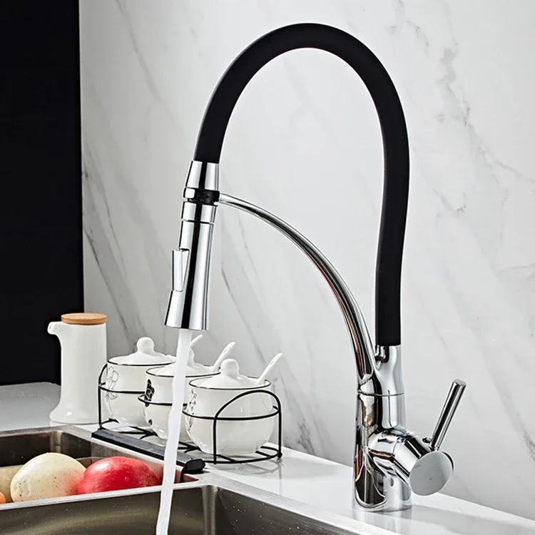 YYHC-Modern Solid Brass Pull-Out Kitchen Faucet Pull-Down Sprayer Kitchen Sink Faucet