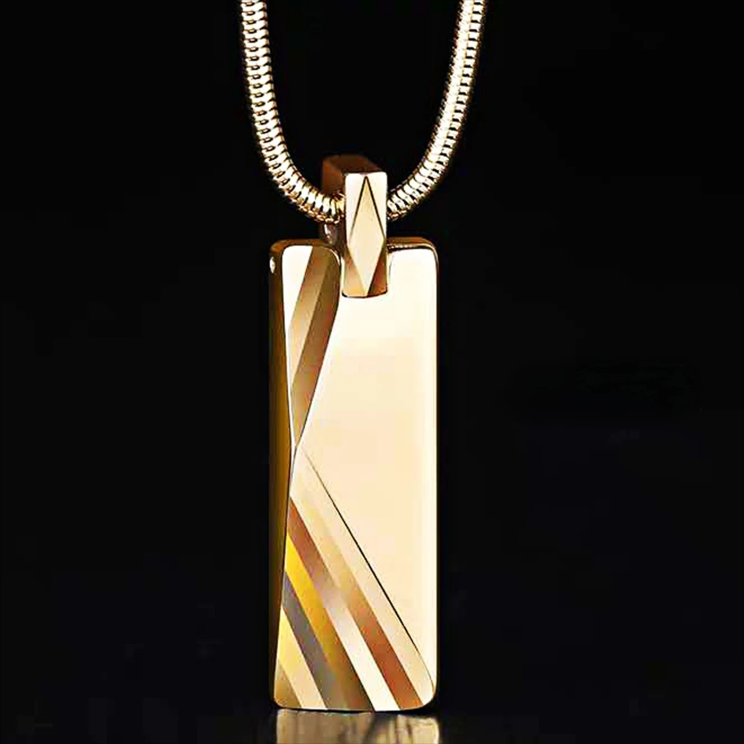 

Модные кулоны из вольфрамовой стали, мужские простые прямоугольные трехмерные цепочки на ключицу, ювелирные изделия