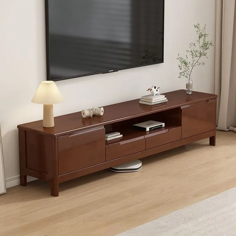 Solid Wood TV Cabinet Coffee Table Combination Simple Household Living Room Small Multi-size Locker Ground Cabinet Video