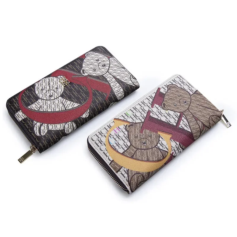 CH Brand Pattern Printing Design Ladies Wallet Fashion Classic Women Small Wallet Standard Wallet Pure Color Design High Quality