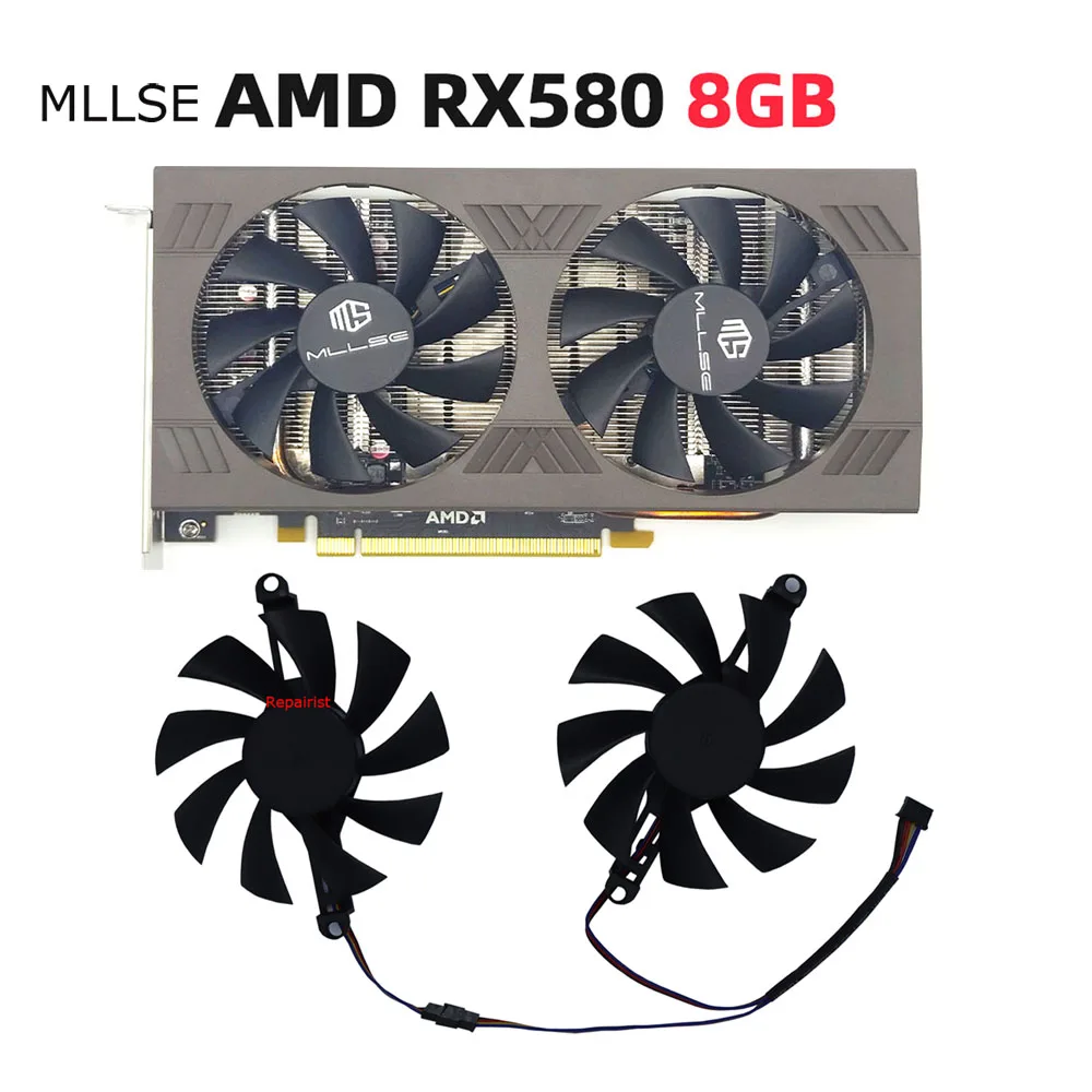 2Pcs/Set,GPU Video Cooler,VGA Card Fan,FL8015 12VB,FL801512VB,For MLLSE RX580 8GB Gaming GDDR5,For AMD MLLSE RX 6600M 8GB