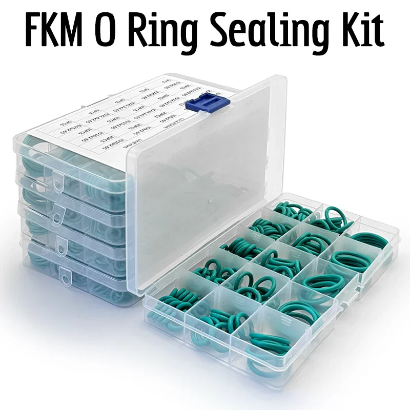 FKM Green Sealing Ring Gasket Kit CS2.65mm Fluororubber Oil Chemical Resistant Durable O-Rings for Water Pump Valve Repair