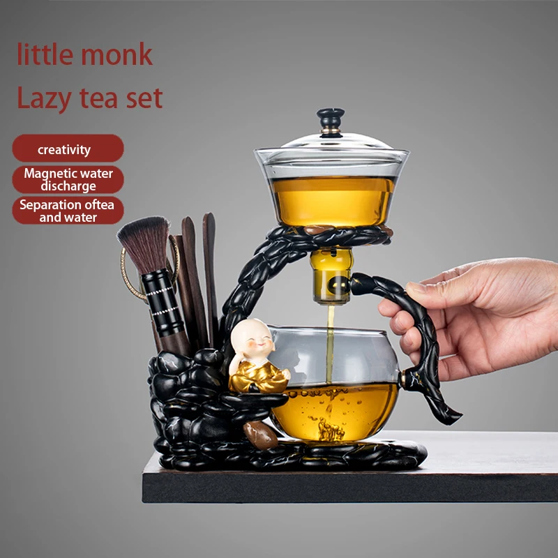 

Магнитный ленивый чайный сервиз, 1 комплект - автоматический стеклянный чайник «Маленький монах», чайная чашка, чайная банка, чайный поднос, китайский чайный сервиз кунг-фу
