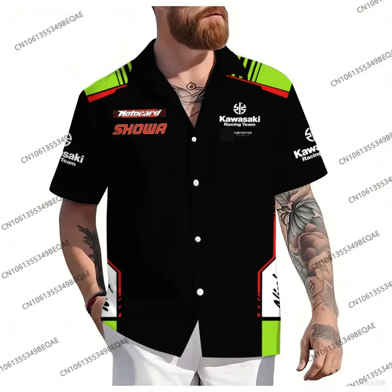 

Men's Top 2025 New Kawasaki Extreme Sports Fashion Daily Shirt Street Rider Top Comfortable and Breathable