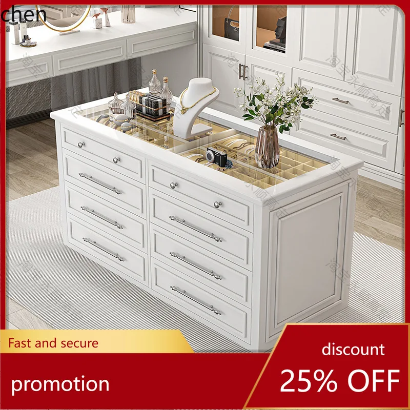 

HT Cloakroom Center Island Cabinet Jewelry Cabinet Bedroom Lacquer Cabinet Center Island Double-Sided Display Chest of Drawers