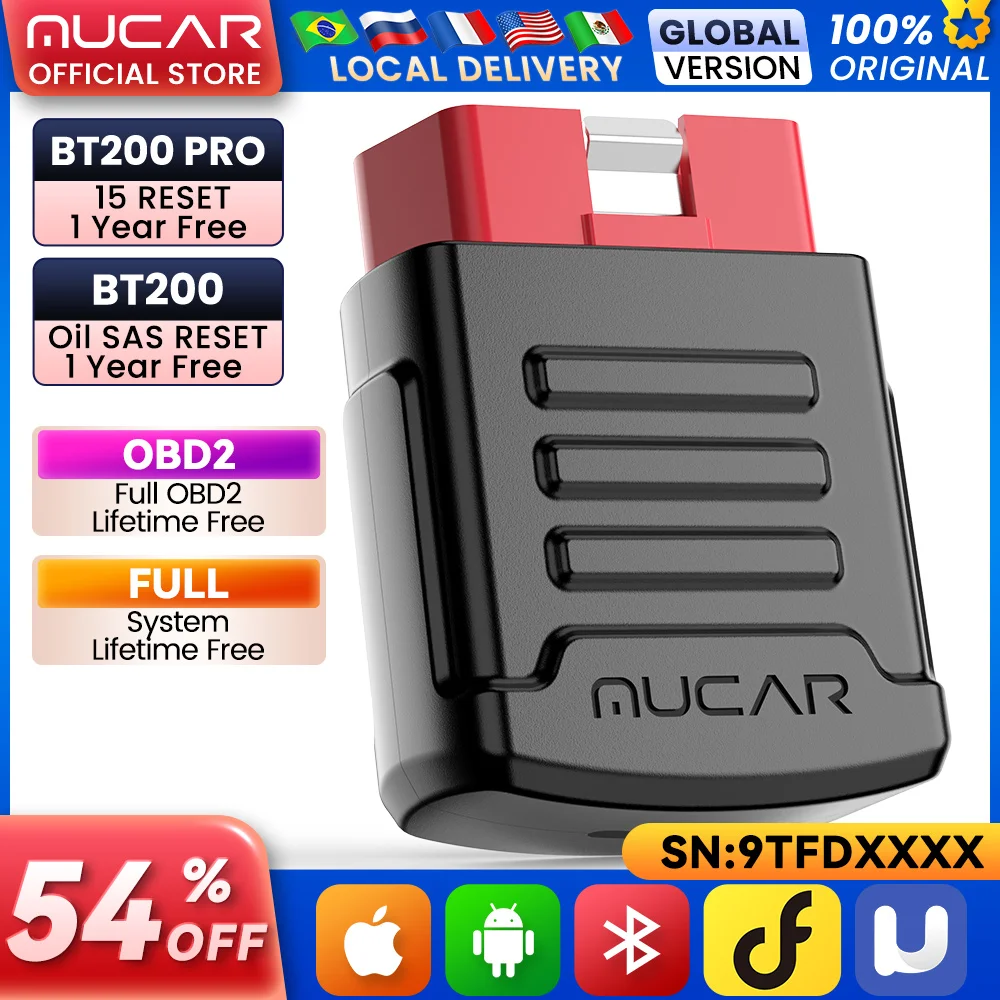 

1-10 шт., автомобильный диагностический сканер MUCAR BT200/BT200 PRO OBD2