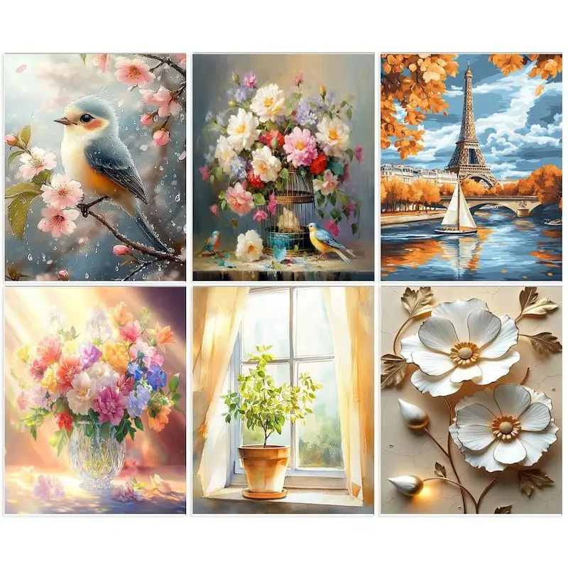 

GATYZTORY DIY Frame Painting By Numbers Kits Flower Hand Painted Acrylic Paint Drawing By Numbers Unique Gift Home Decoration