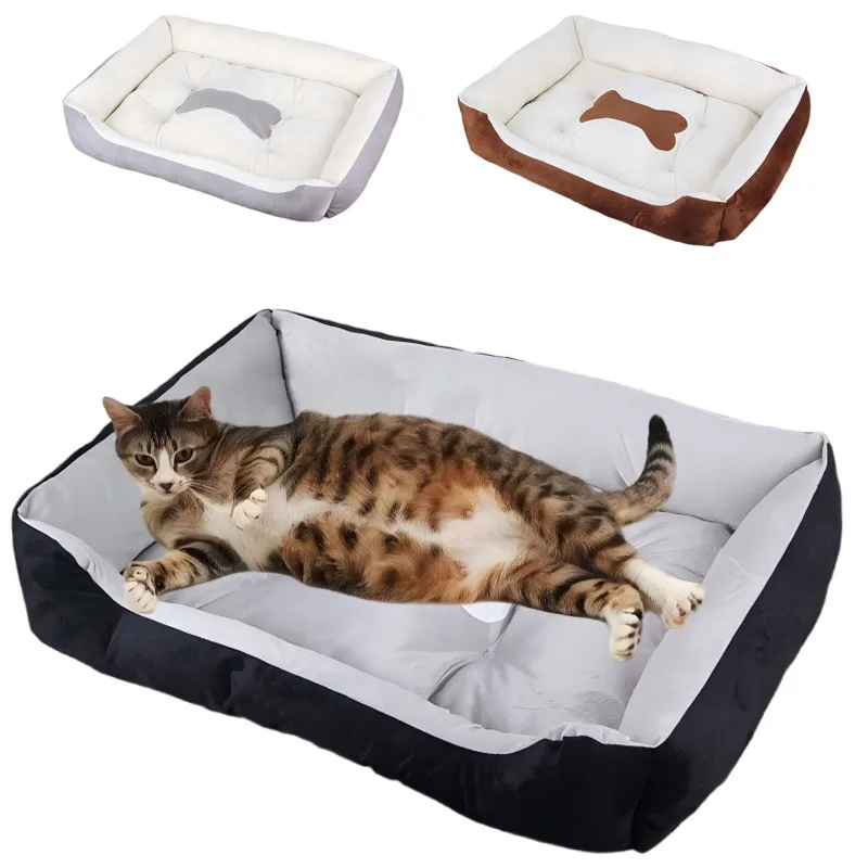 Weiches Quadratisches Großes Hundesofa Elastisches Hundehaus-Kissen Winter-Warmes Mittelgroßes Hundebett Waschbares Katzenkennel-Haus Zubehör ‌