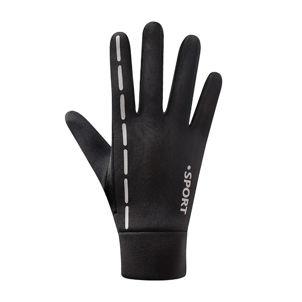 

Reflective Cycling Gloves Simple Thicken Warm Anti-wind Anti-slip Fishing Gloves Screen Touch Gloves for Outdoor Hiking Camping