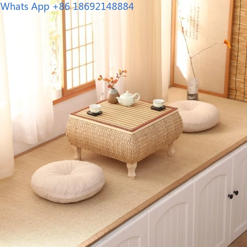 

Solid Wood Rattan Japanese Style Storage Tatami Tea Table Bay Window Small Table Balcony Window Sill Floor Low Kang Table