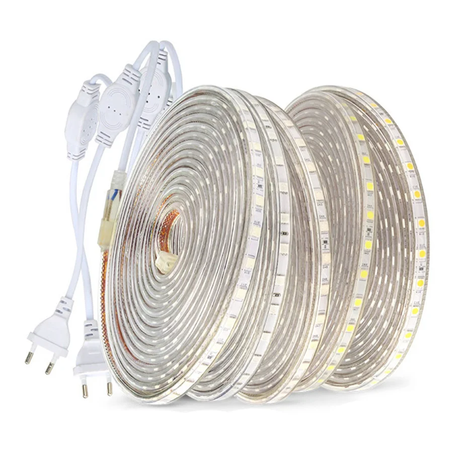 

RGB LED Strip Light 5050 SMD 60LEDs/M AC 220V Waterproof Silicone Tube 1M/2M/3M/4M/5M/6M/7M/8M/9M/10M/15M/20M + EU Power Plug