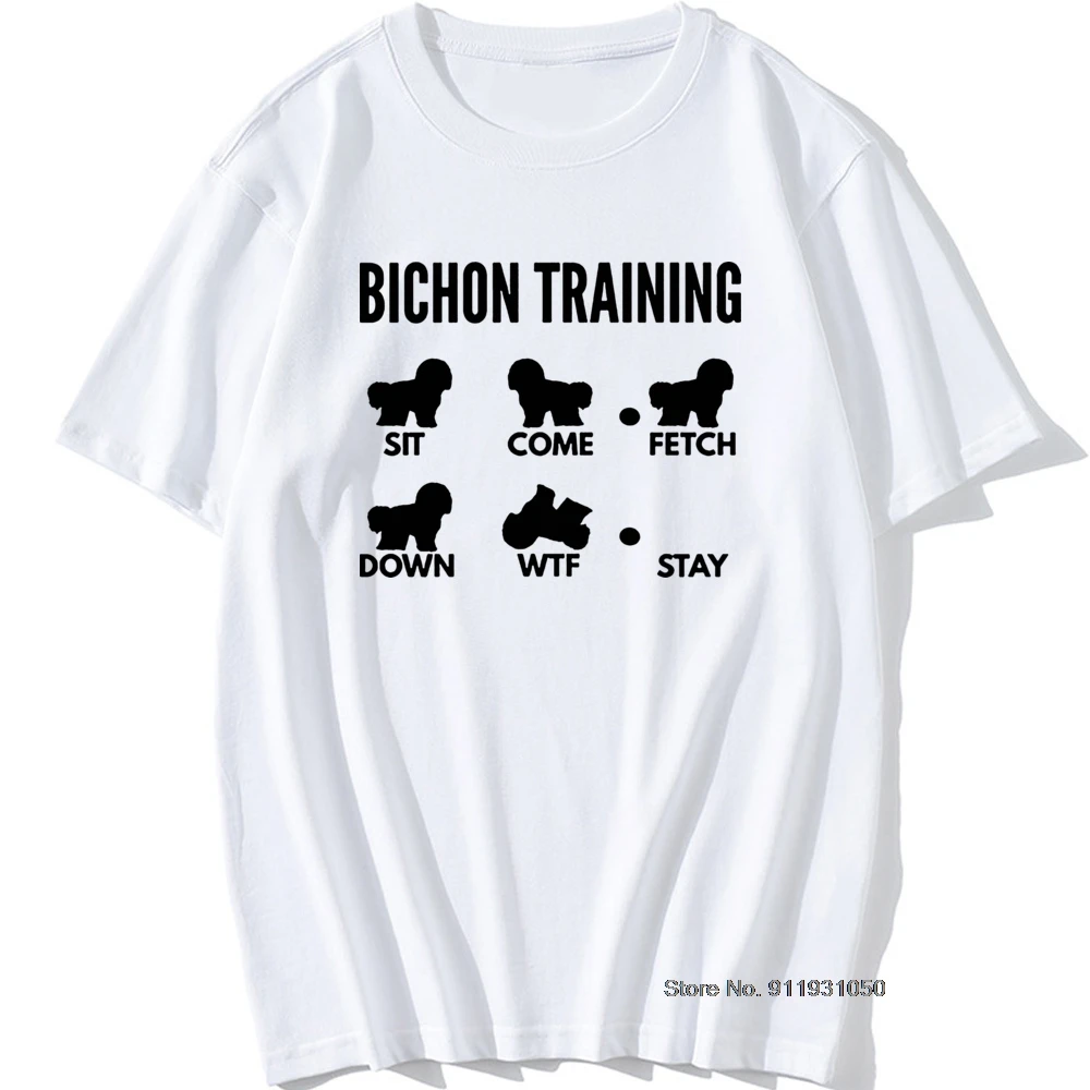 Training Bichon Frise Tricks Birthday Funny Unisex Graphic Vintage Cool Cotton Short Sleeve T Shirts O-Neck Harajuku T-shirt