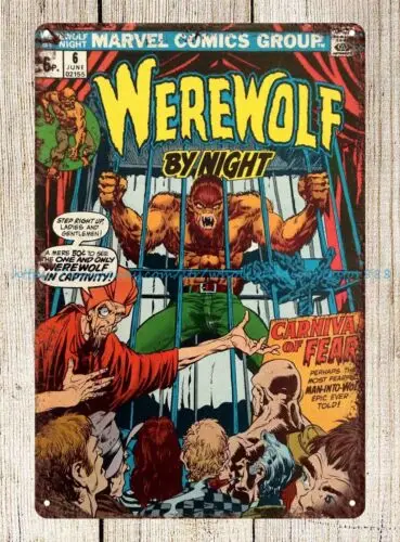 Werewolf By Night  comic 1973 metal tin sign mechanic decor