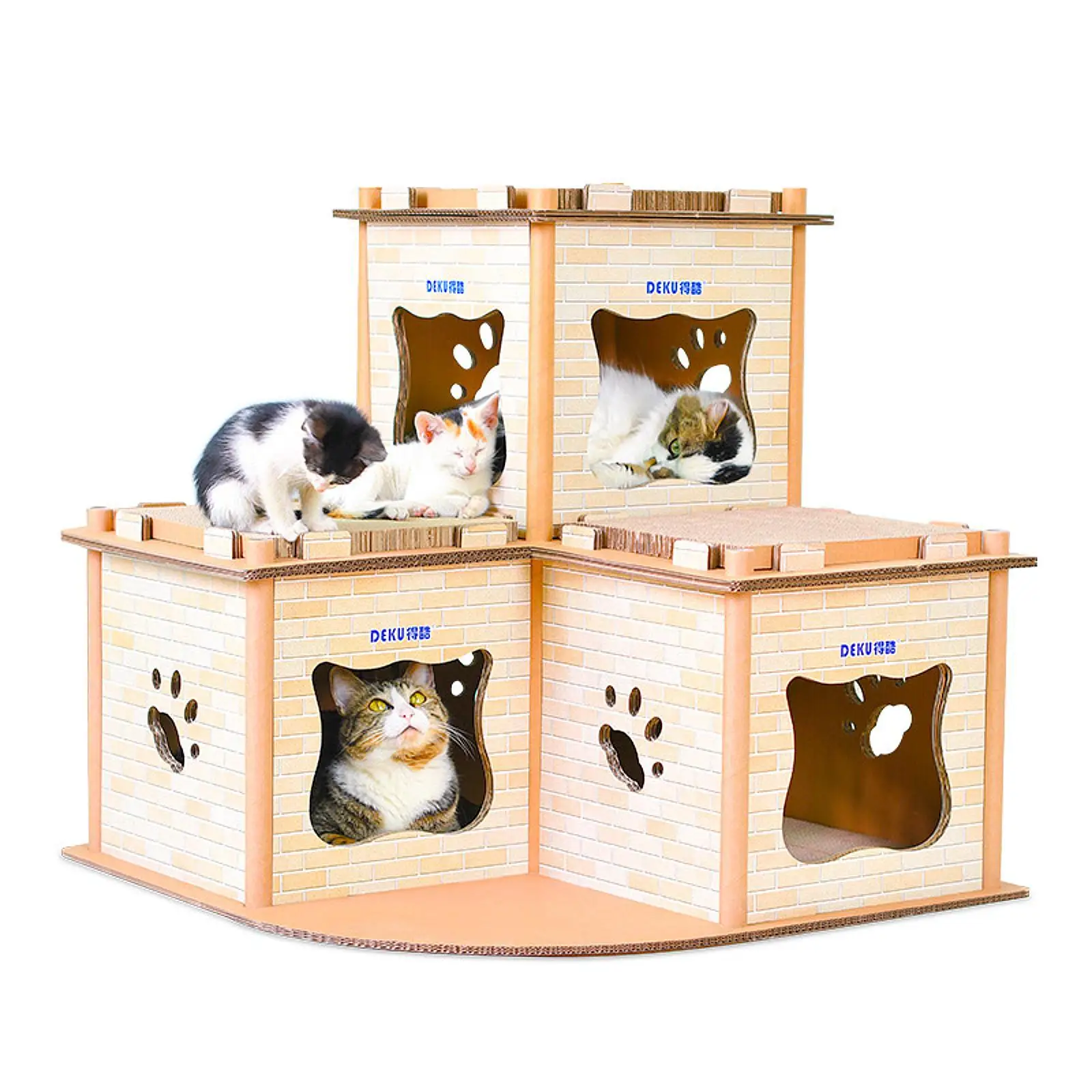 

Cardboard Cat House Sturdy Resting Nest Exercising Multipurpose Grinding Claws Indoor Use for Indoor Cats Cat Scratcher Lounge