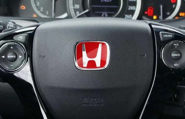 Car Steering Wheel Emblem H-Sticker For Honda Civic Accord City CRV Jade Fit Odyssey Hybrid Red Black Blue Interior Modification