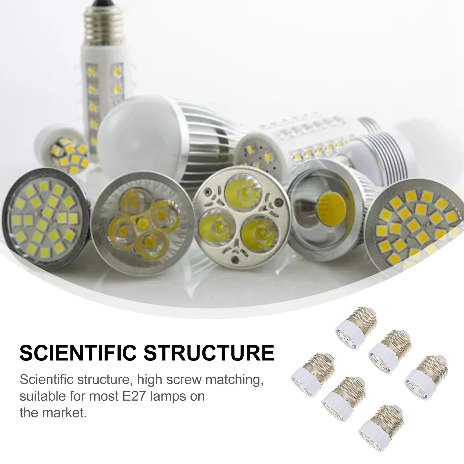 

6Pcs Lamp Holder Adapter E27 to Mr16 Base Converter High Temperature Resistant Light Bulb Socket Adapter LED Halogen Filament