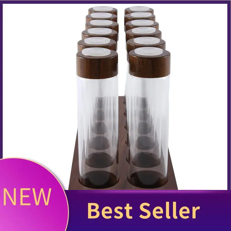 

12PCS Coffee Bean Storage Tubes Coffee Bean Cellar Wooden Display Stand And Funnel Espresso Accessories