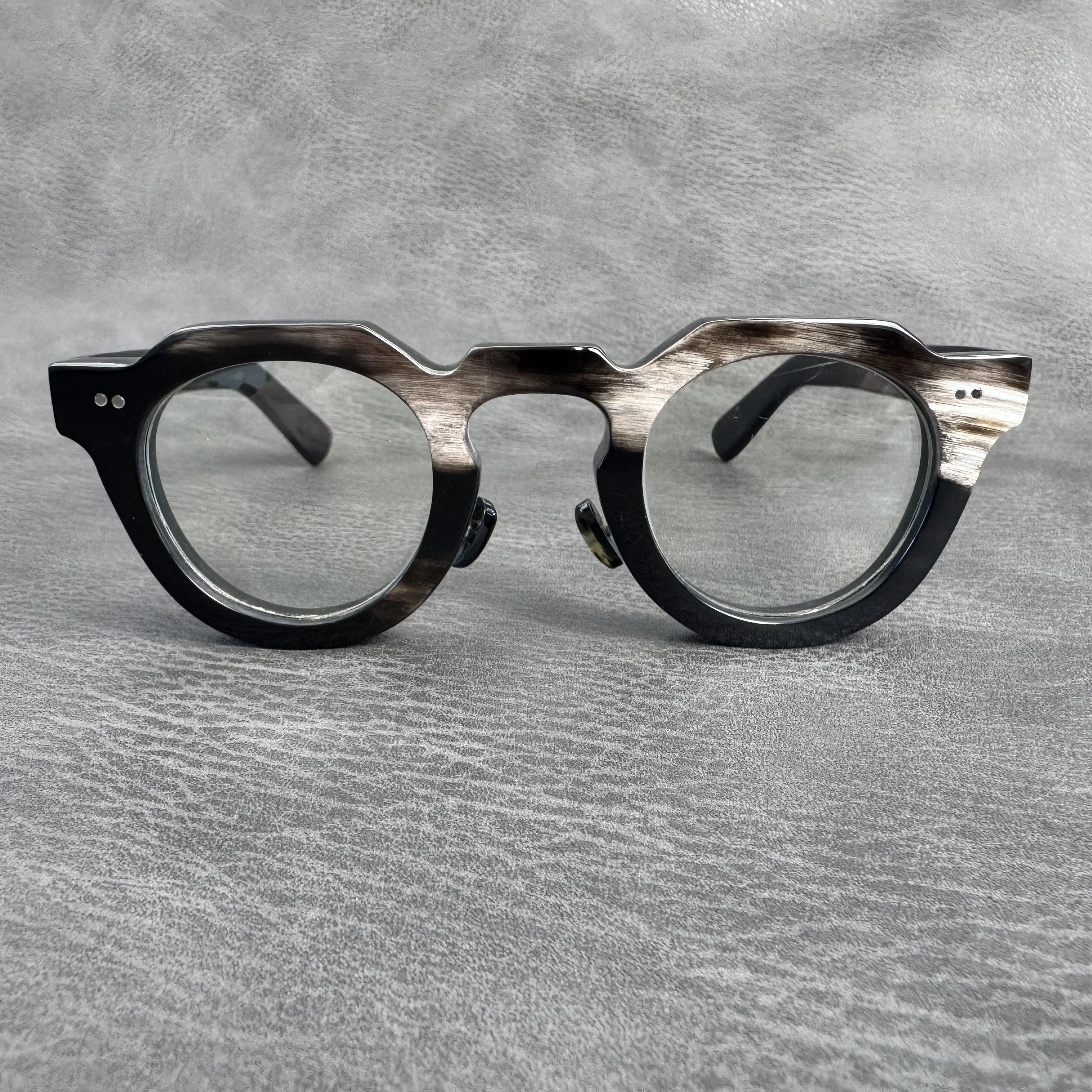 Men's Glasses Frame Thick Stripes Polygon Unique Handmade Buffalo Horn Eyeglass Frames Prescription Optical Eyeglasses - view 5