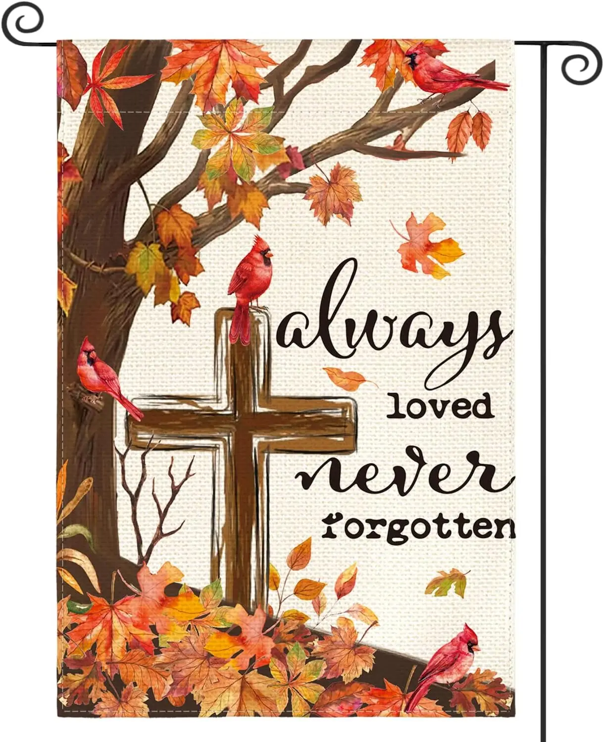 AVOIN colorlife Fall Thanksgiving Cardinal Memorial Garden Flag 12x18 Inch Double Sided, Always Loved Never Forgotten Graves jjp