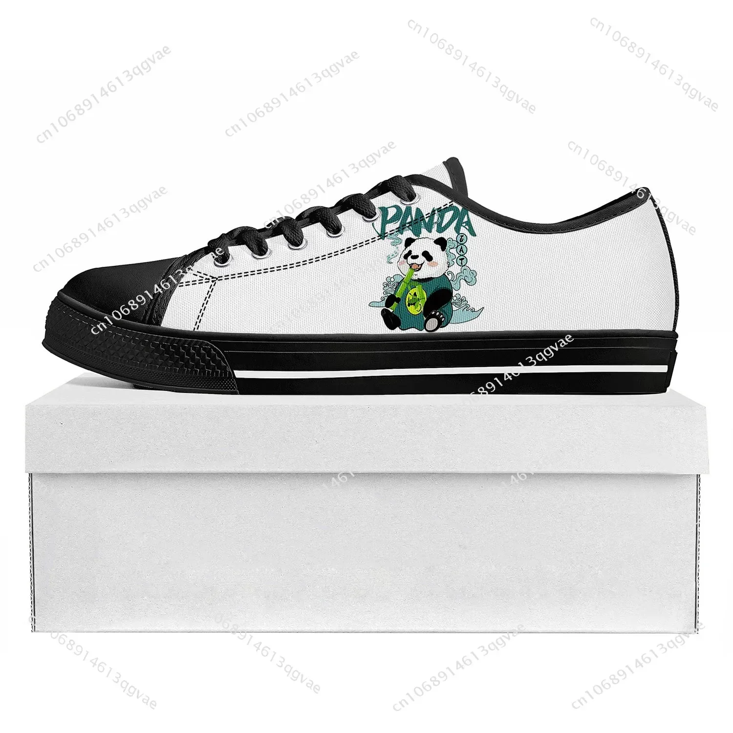 Panda Cute Pattern Low Top High Quality Sneakers Mens Womens Teenager Tailor-made Shoe Canvas Sneaker Casual Couple Shoes Black