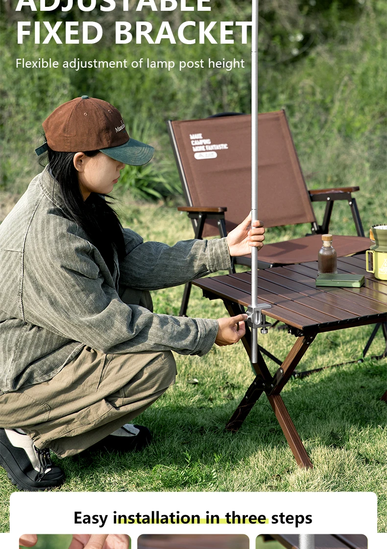BISINNA Camping-Laternenständer, abnehmbarer Lichtaufhänger aus Aluminiumlegierung, tragbar, leicht, Lampenfassung, Outdoor-Wanderzubehör – Detail 6
