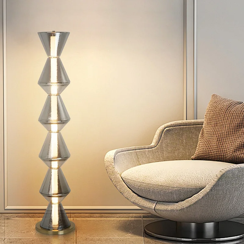 Nordic floor lamp living room advanced designer creative exhibition hall study bedroom decorative glass vertical ambient light
