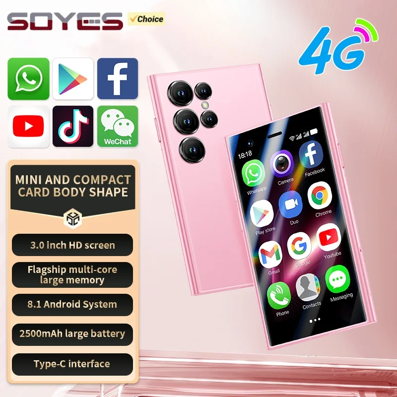 SOYES S24 Pro Max 4G Mini Smartphone 3.0inches MTK Quad Core 2GB RAM 16GB ROM Dual SIM Card 5MP 2500mAh Android CellPhone