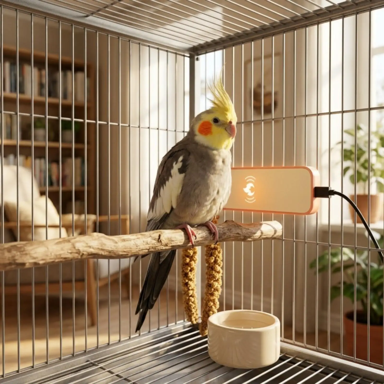Low Voltage Bird Cage Heater Narrow Heat Panel with Metal Cable for Parrot and Finch Indoor Warmth