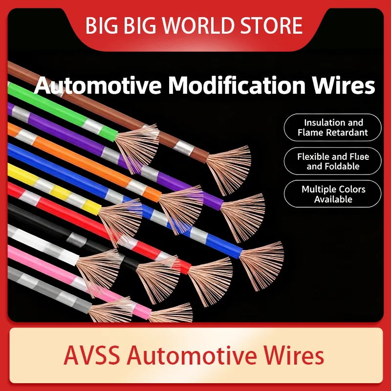

5~50m AVSS Automotive Wires Pure Copper Thin PVC Insulation Line 22/20/18/16/14/13 AWG DIY Speaker Audio Cable Car Wire