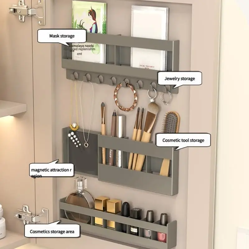 

3pcs Магнитные организаторы ванной комнаты не установка на полку для хранения дверей Простые установки для туалетных Cosmetics