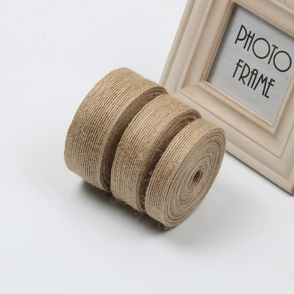

3pcs 3 Rolls 2Cm 10M Burlap Ribbon Natural Hessian Fabric Roll For Diy Crafts Wedding Home Party Decoration Gift Wrapping Floral