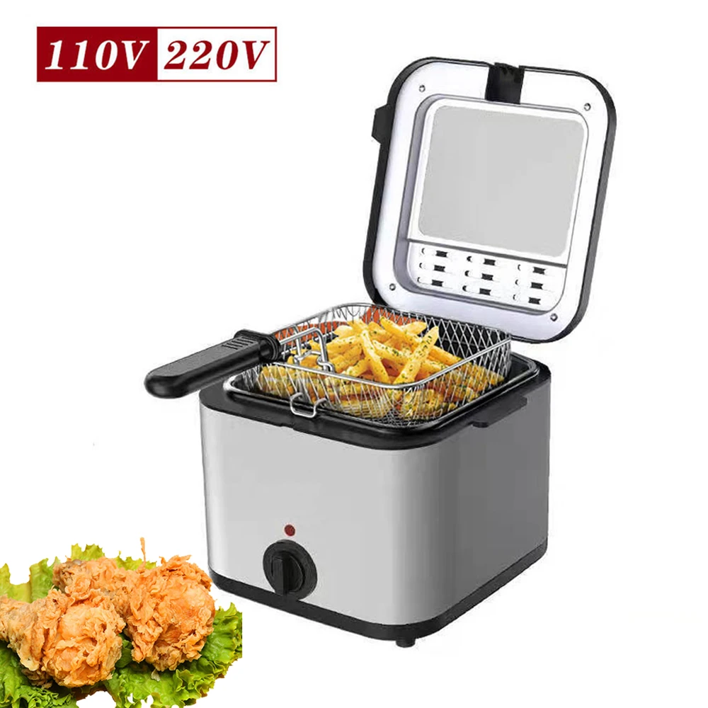 

2.5L Electric Fryer 1000W Fried Chicken Chips Snack Multi-Function Fryer 110V/220V Square Stainless Steel Fryer Machine Kitchen