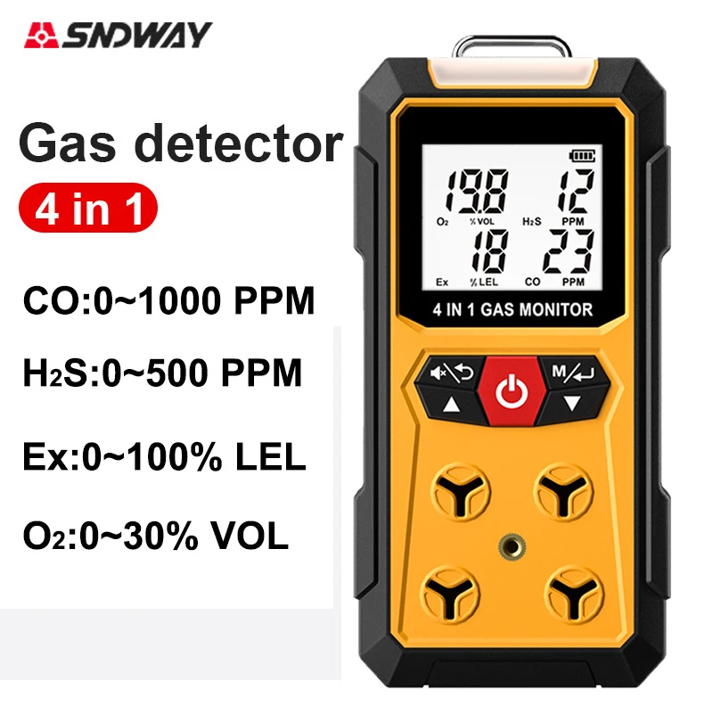 Combustible Gas Detector 4 IN 1 Gas Monitor Digital Handheld Toxic Carbon Monoxide Hydrogen Sulfide Air Quality Tester Detector