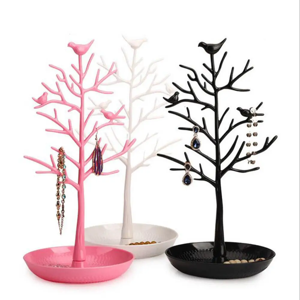 Destacável Pássaro Brinco Stand, Exibição Criativa Jóias, Armazenamento Ornamento, Colar Display Rack, Anel, Chaveiro, Acrílico, 32x16cm