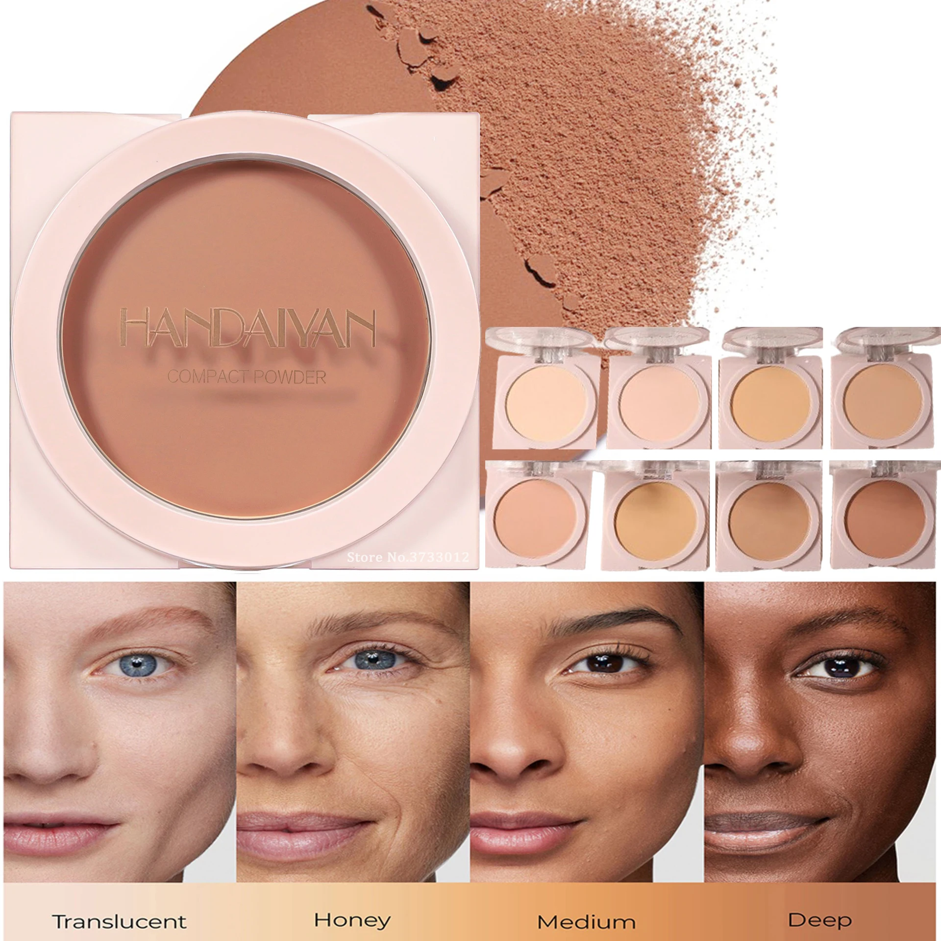 Wheat Bronzing Setting Powder Matte Finish Sweatproof Oil Control Dry Wet Dual-use Dark Skin Foundation Concealer Pressed Powder