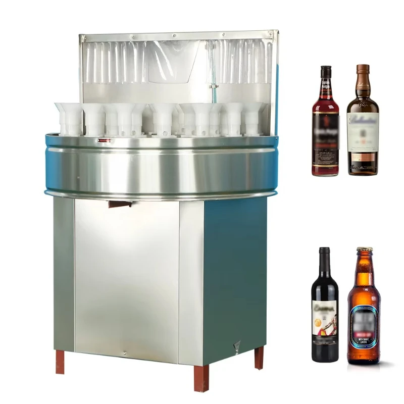 Efficient semi-automatic bottle washer with wide bottle compatibility for glass and pet bottles