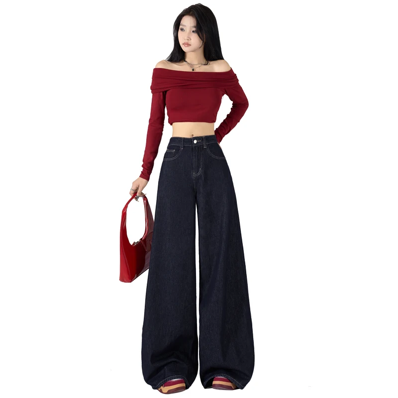 Pantalones vaqueros de cintura alta para mujer, vaqueros sueltos transpirables con decoración de botones, estilo Y2K, pantalones vaqueros Cargo ajustados de otoño