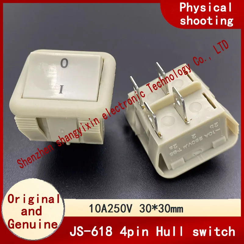 Original JS-618 large ship switch 4 pin 2 gear power toggle button warping plate square 30*30mm 10A250V T85