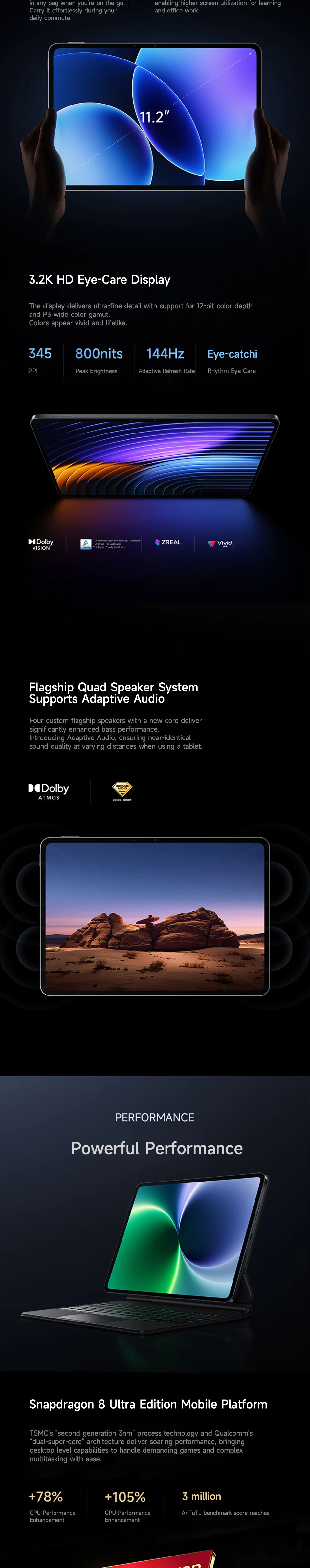 Xiaomi Pad 8 Pro 2025 11.2-inch 3.2K Display Snapdragon 8 Ultra Edition Xiaomi HyperOS 3 144Hz 9200mAh Battery Tablet