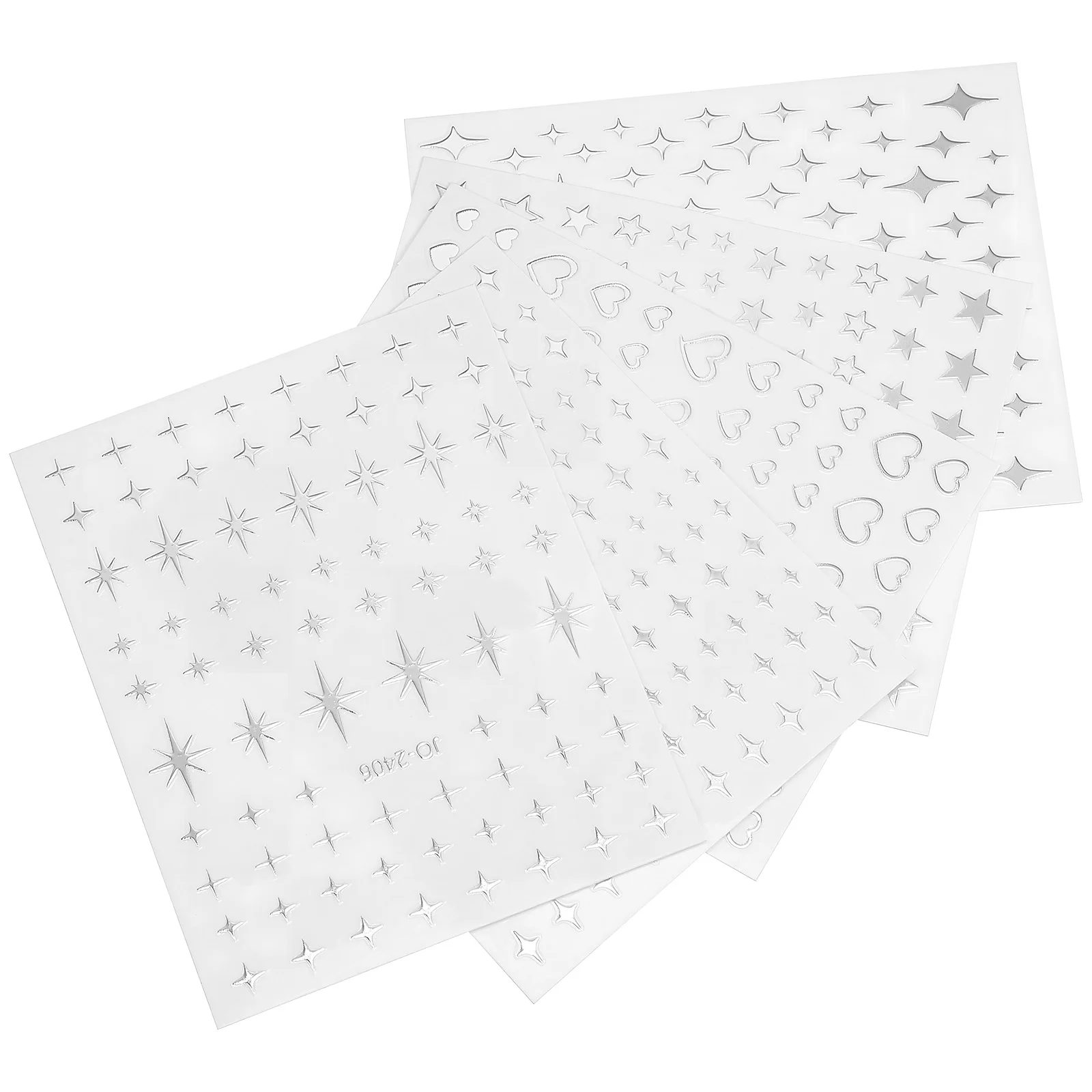 ملصقات نجمة فضية 5 أوراق تصميم قلب شارات مانيكير ذاتية اللصق للنساء لامعة لتزيين الأظافر نجمة صغيرة