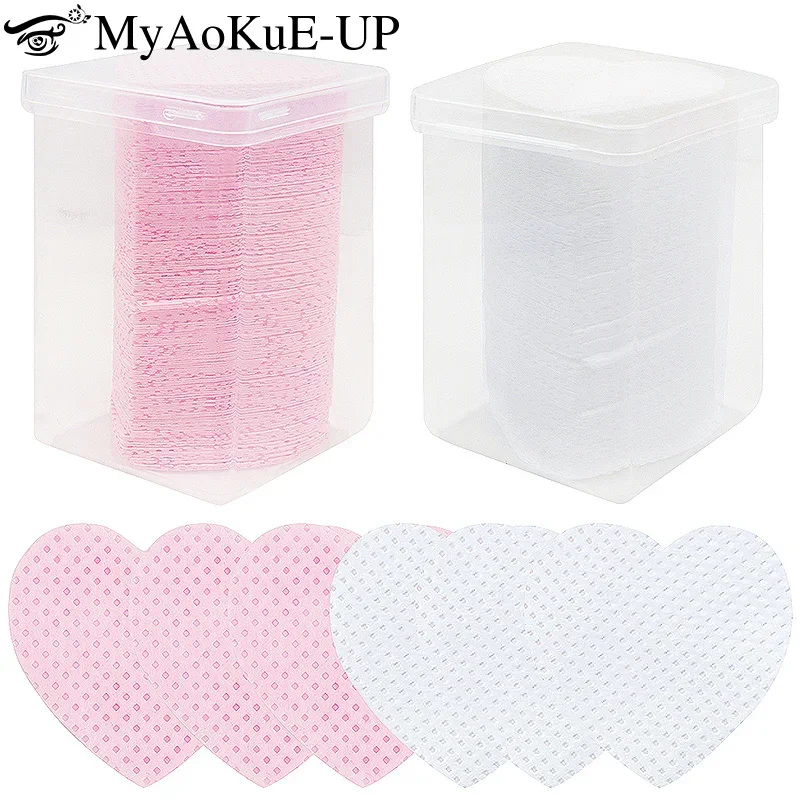 200 個使い捨てまつげエクステンション接着剤クレンジングコットンパッドハート型メイク落としコットンワイプナプキン化粧品ツール