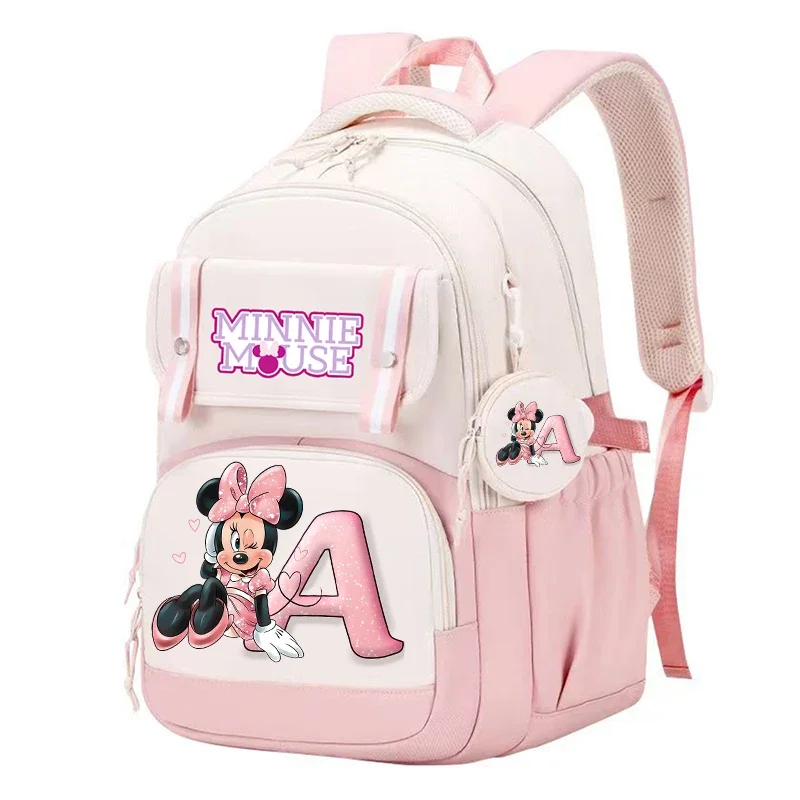 Minnie Mouse Disney กระเป๋าเป้สะพายหลัง Mochilas Aestethic กระเป๋าเป้สะพายหลังสําหรับวัยรุ่นผ้าใบแล็ปท็อปกระเป๋าเป้สะพายหลังนักเรียน Kawaii กระเป๋าของขวัญ