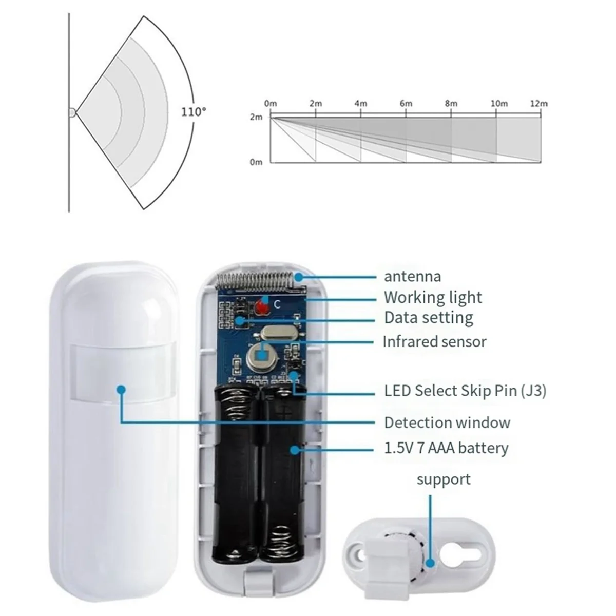 B34B-Wireless Motion Sensor for 433MH Home Security Alarm System Infrared PIR Motion Detector
