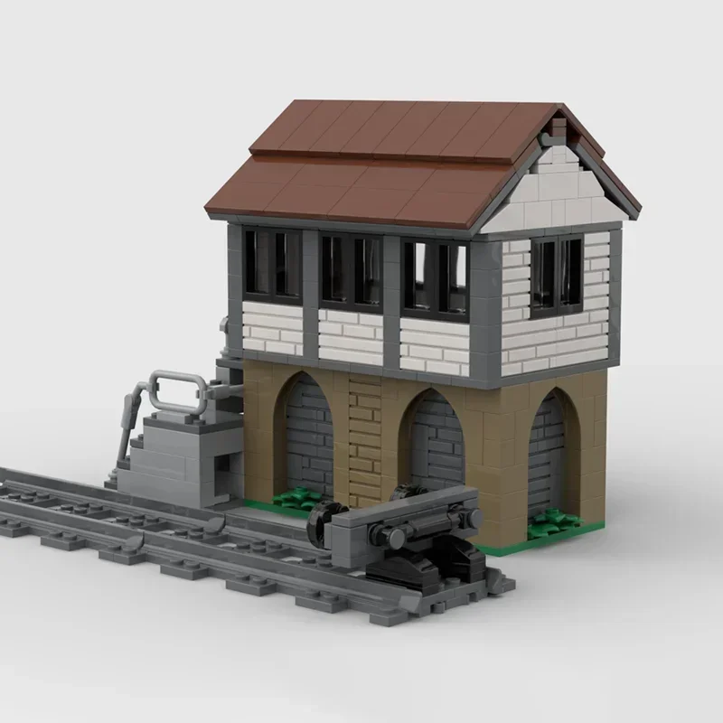 Spoorweg Trein Model Model Moc Bouwstenen Spoorweg Signaal Box Technologie Modulaire Blokken Geschenken Kerst Speelgoed DIY Montage