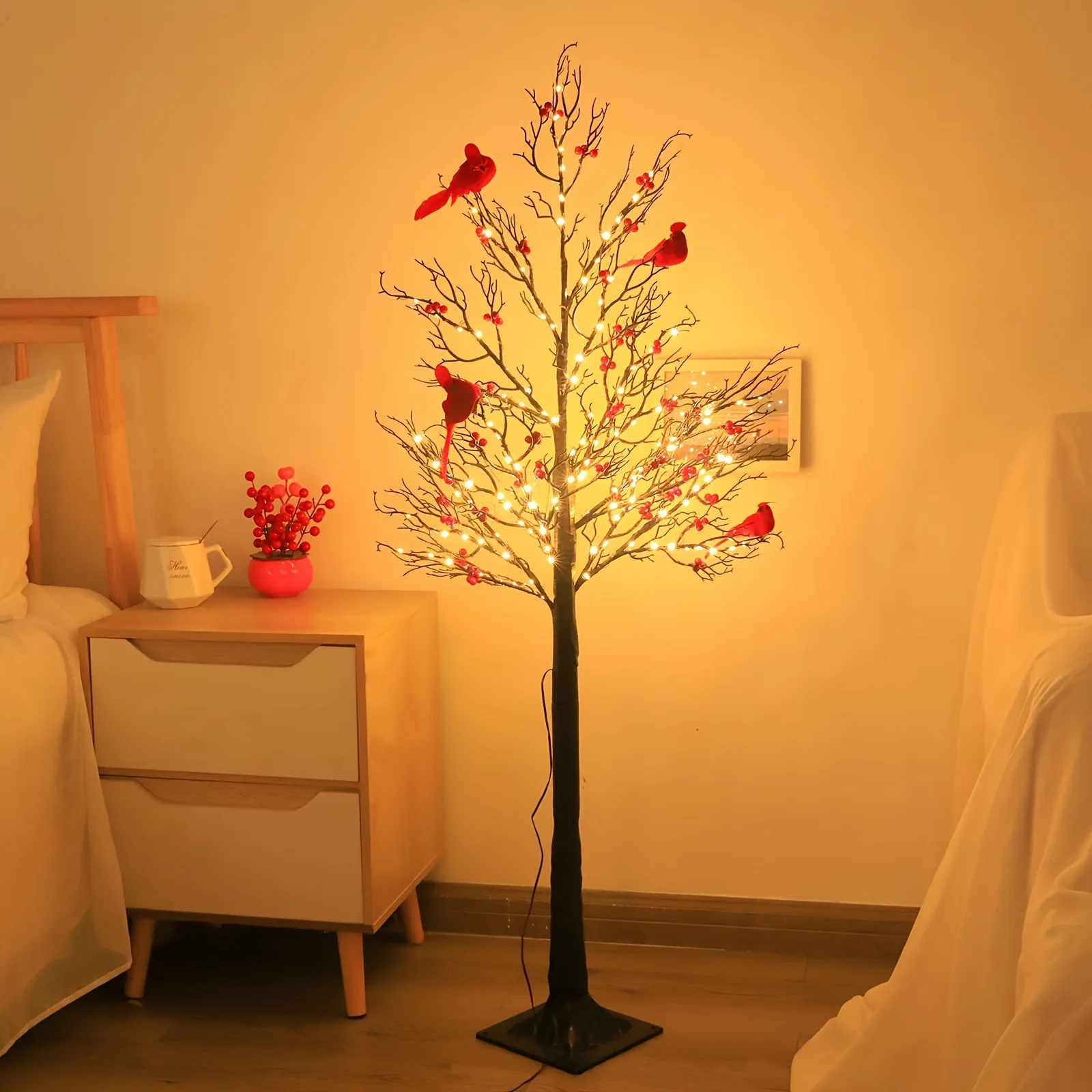 LED lights simulation luminous birch tree Chinese New Year decorative lights festive atmosphere New Year Christmas tree lights