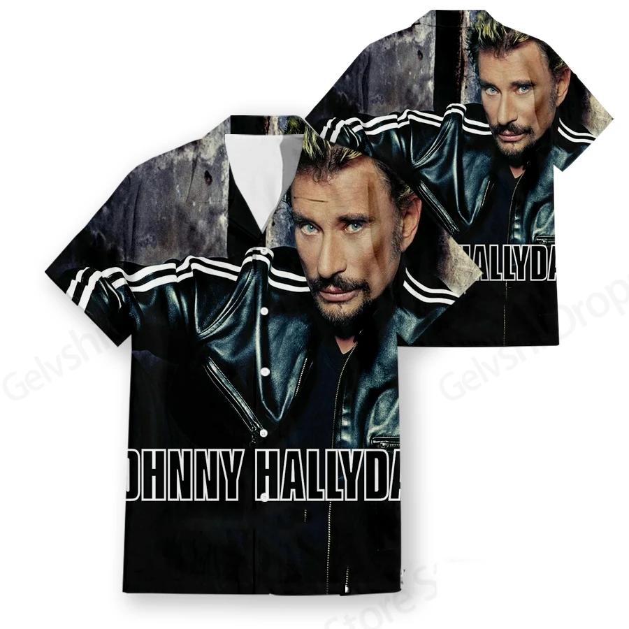 Men's Hawaiian Shirt Popular Rock Singer Johnny Hallyday 3d Print Shirts Men Women Fashion Social Beach Shirt Casual Blouses 5XL